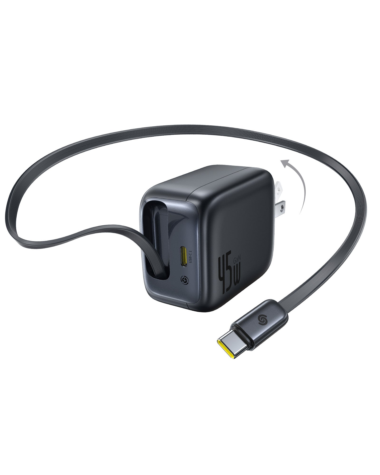 EnerCore CJ11急速充電器USB-C巻取り式ケーブル内蔵45W