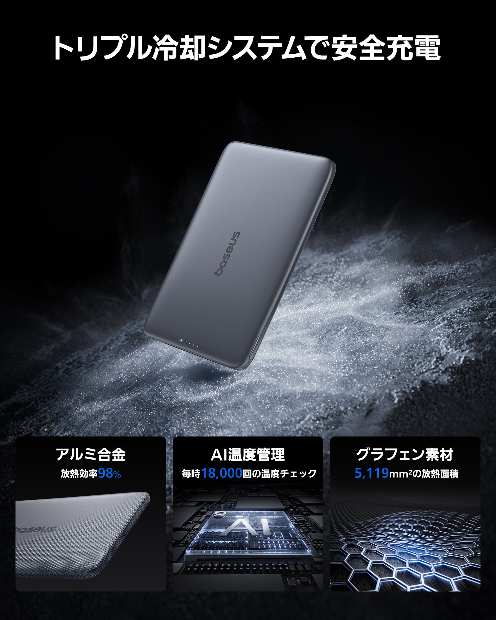 PicoGO AM41 超薄型 ワイヤレス モバイルバッテリー 5000mAh 20W